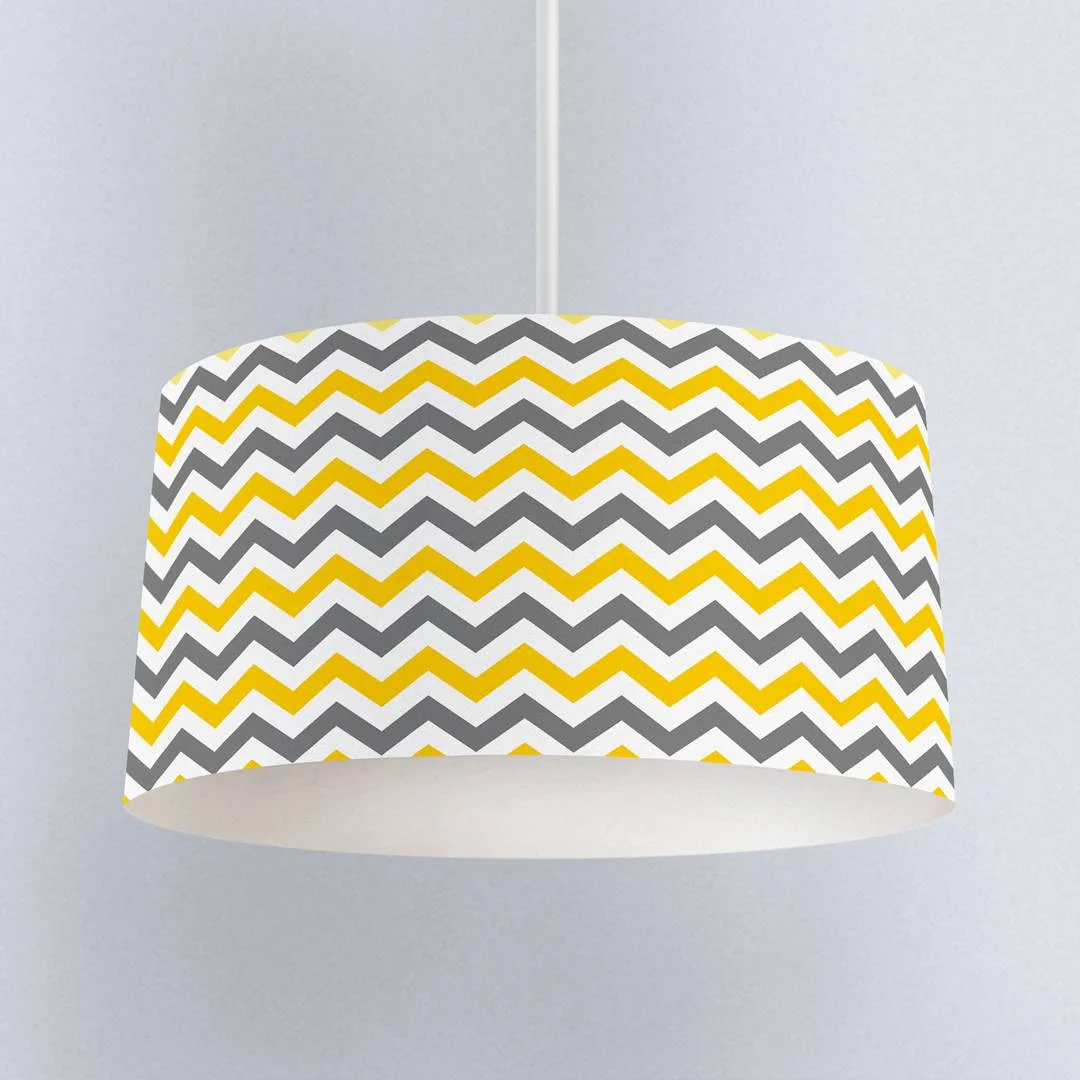 Şevron Sarkıt Avize | Sarı, Gri, Beyaz Zig-zag çizgili Desenli