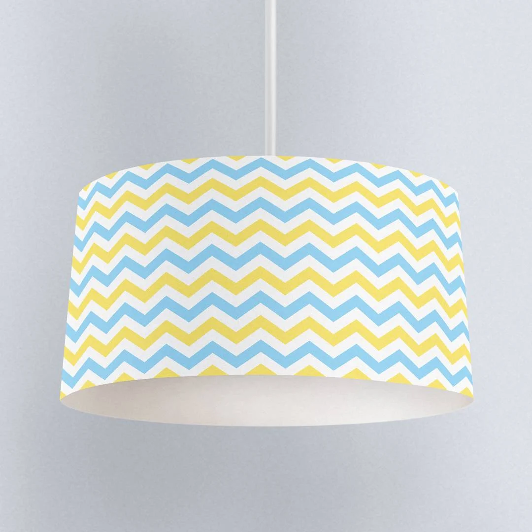 Geometrik Sarkıt Avize | Mavi, Sarı Zigzag desen Desenli