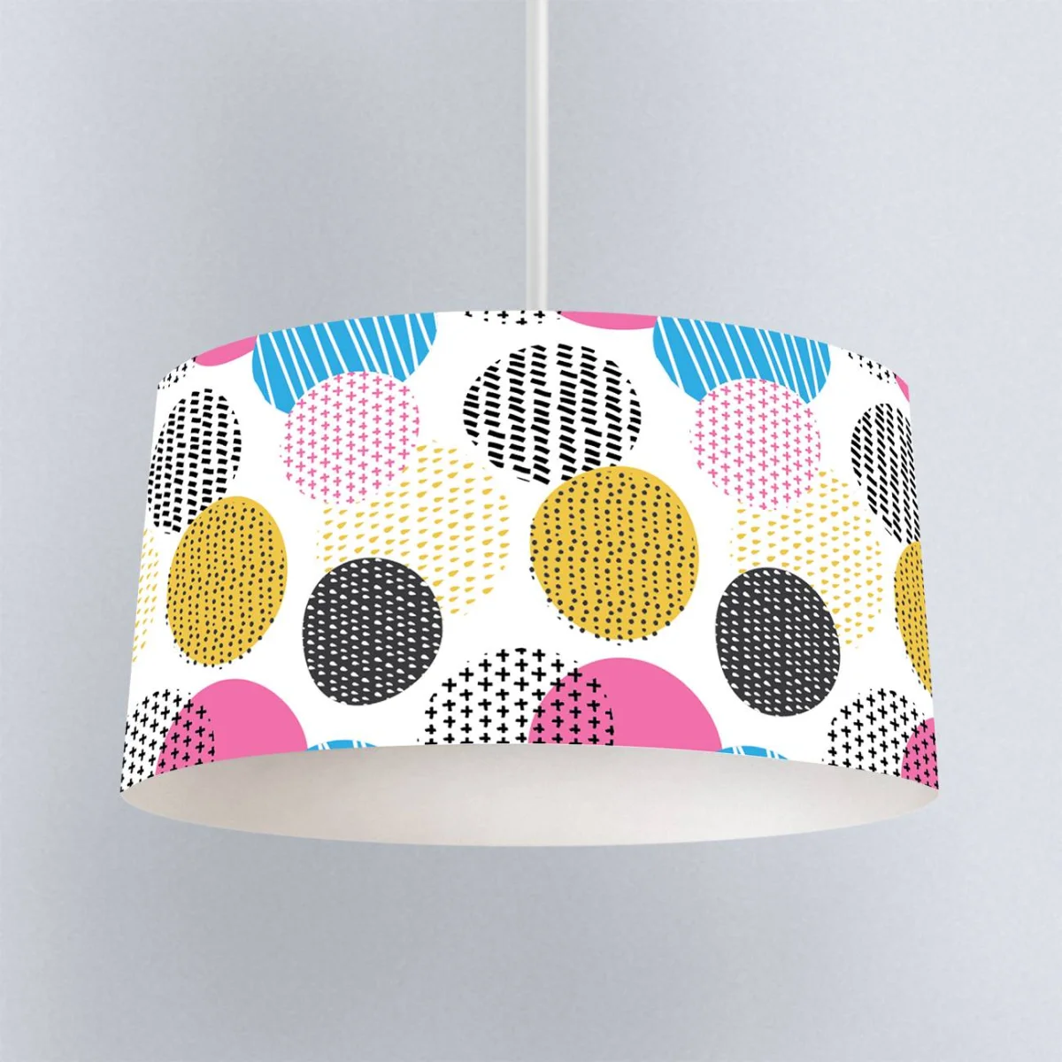 Geometrik desen Sarkıt Avize | Beyaz Çizgili, noktalı Desenli