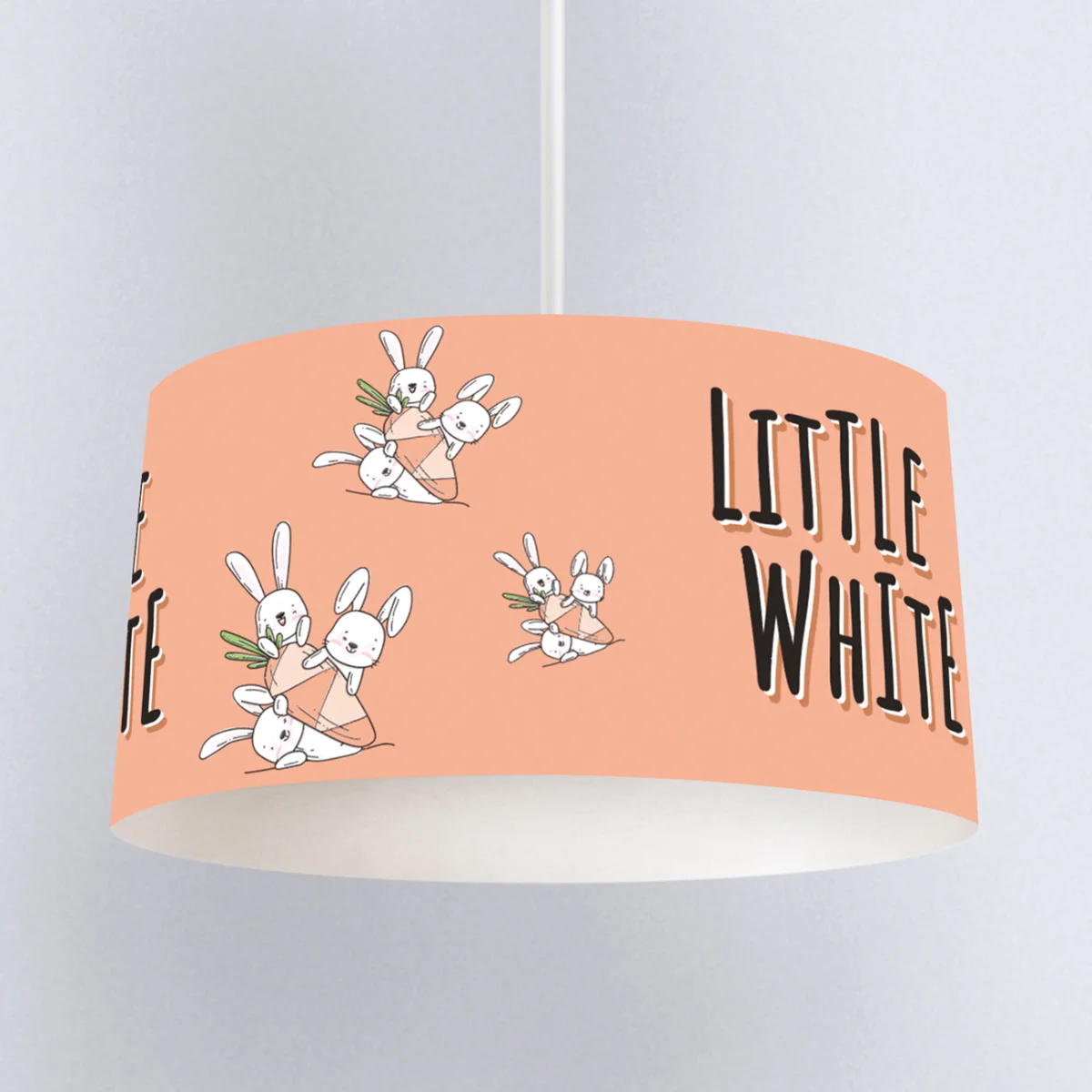 Tavşanlar Sarkıt Avize | Somon Sevimli beyaz tavşanlar, havuçlar Desenli