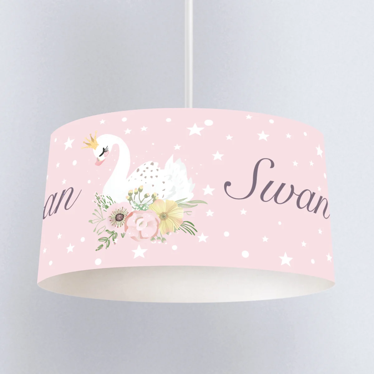 Kuğu Sarkıt Avize | Pembe yıldız, puantiye Desenli