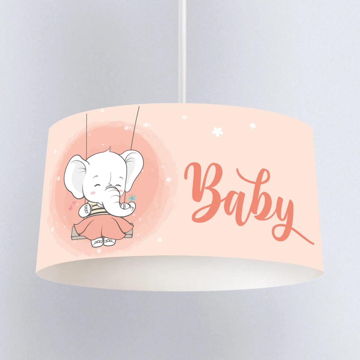 Fil Sarkıt Avize | Pembe Çiçekler, kalpler Desenli