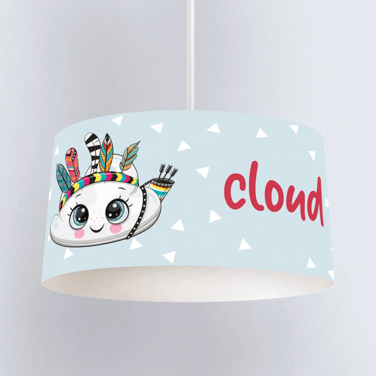 Boho Bulut Sarkıt Avize | Açık Mavi küçük üçgenler, oklar Desenli