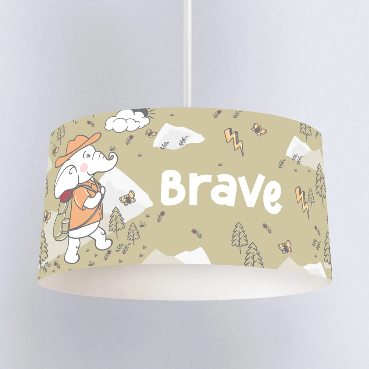 Maceracı Fil Sarkıt Avize | Haki dağlar, ağaçlar Desenli