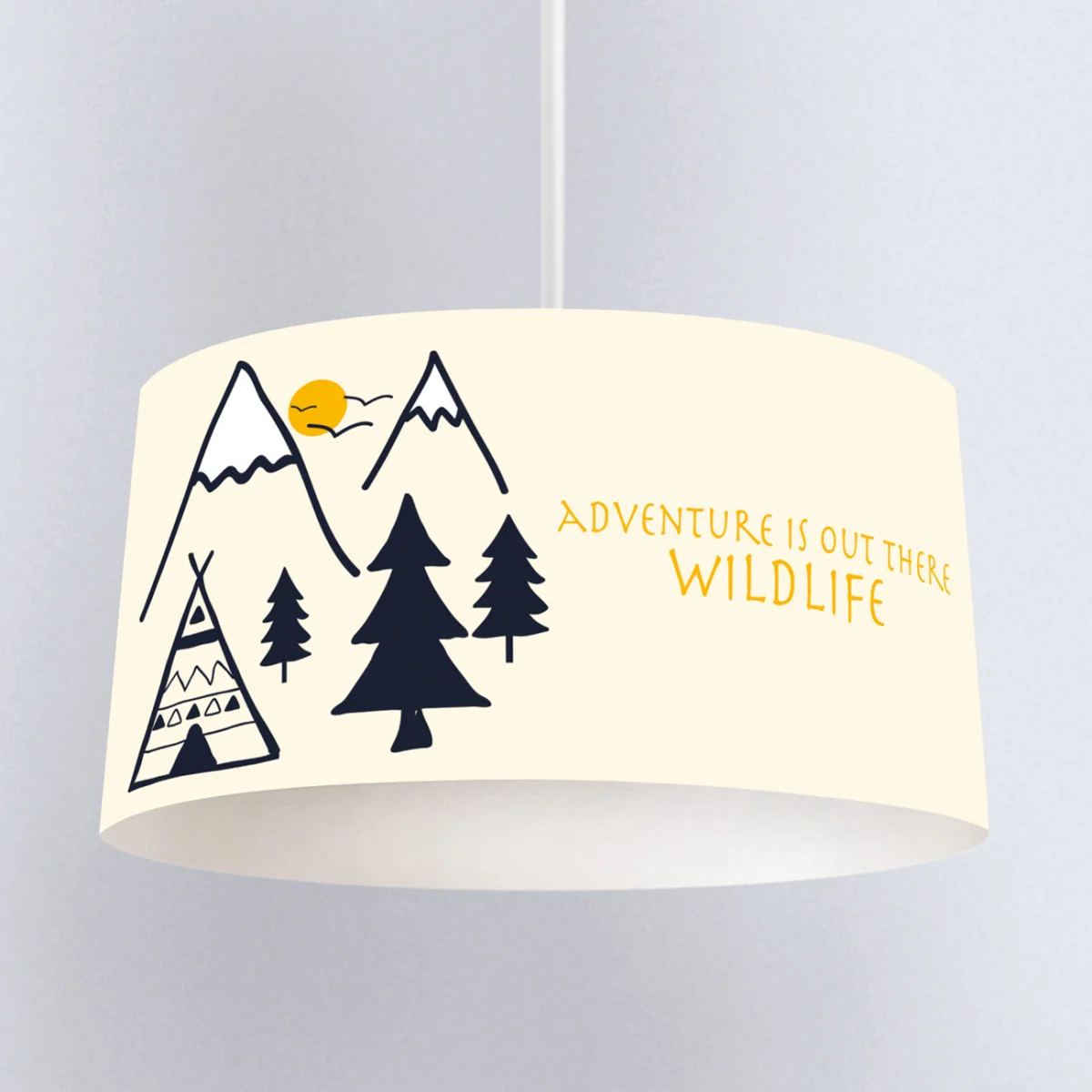 Doğa ve Macera Sarkıt Avize | Krem Dağlar, güneş Desenli