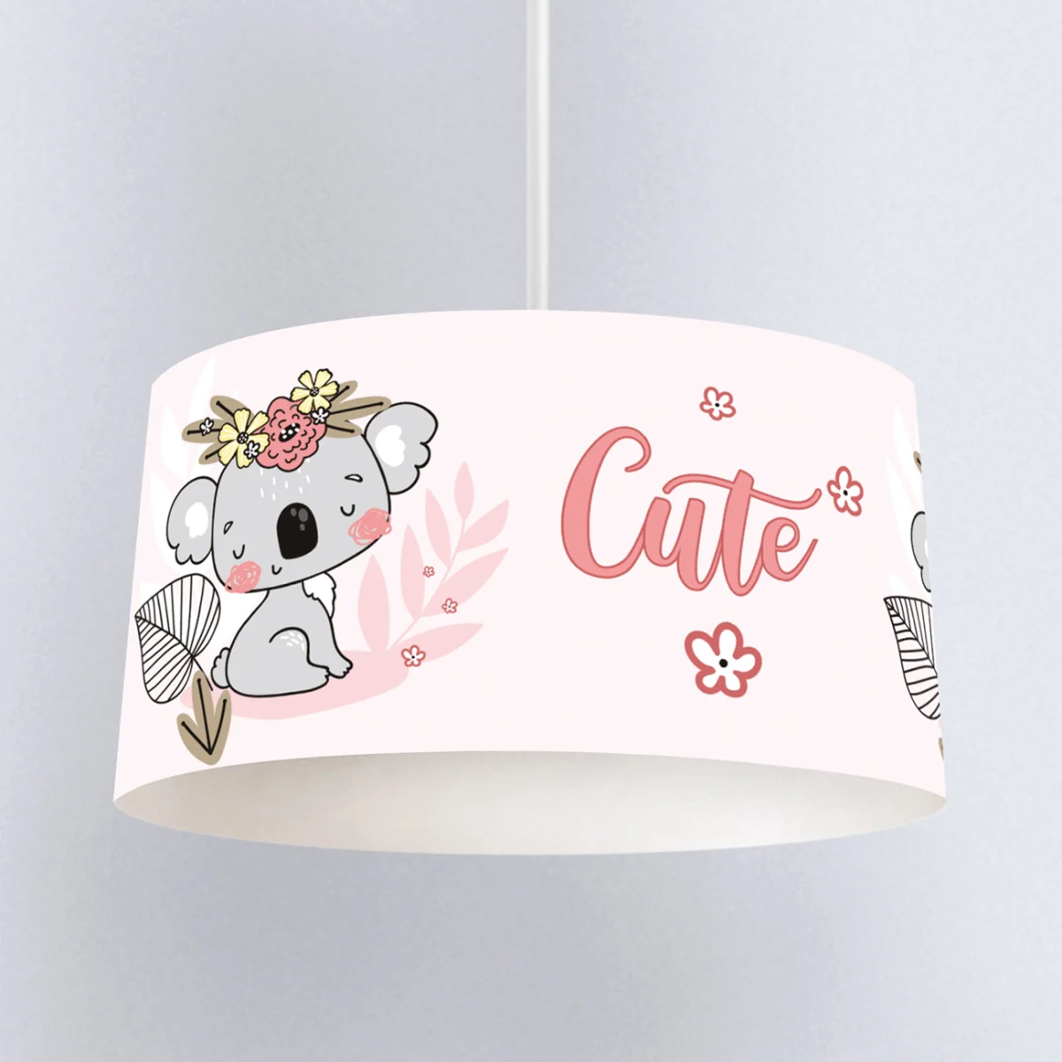 Koala Sarkıt Avize | Pembe çiçekler, yapraklar Desenli