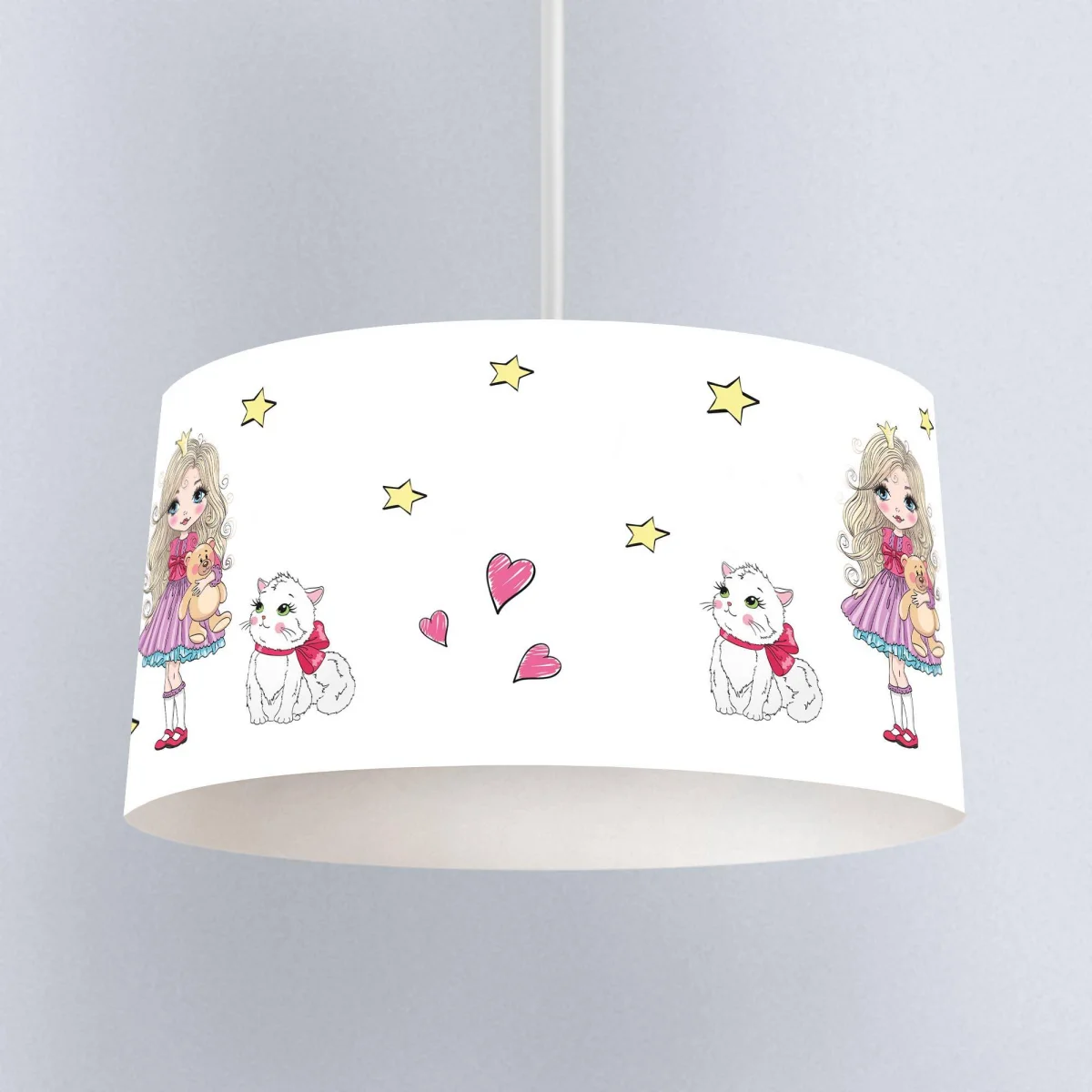 Prenses Sarkıt Avize | Beyaz yıldızlar, kalpler Desenli