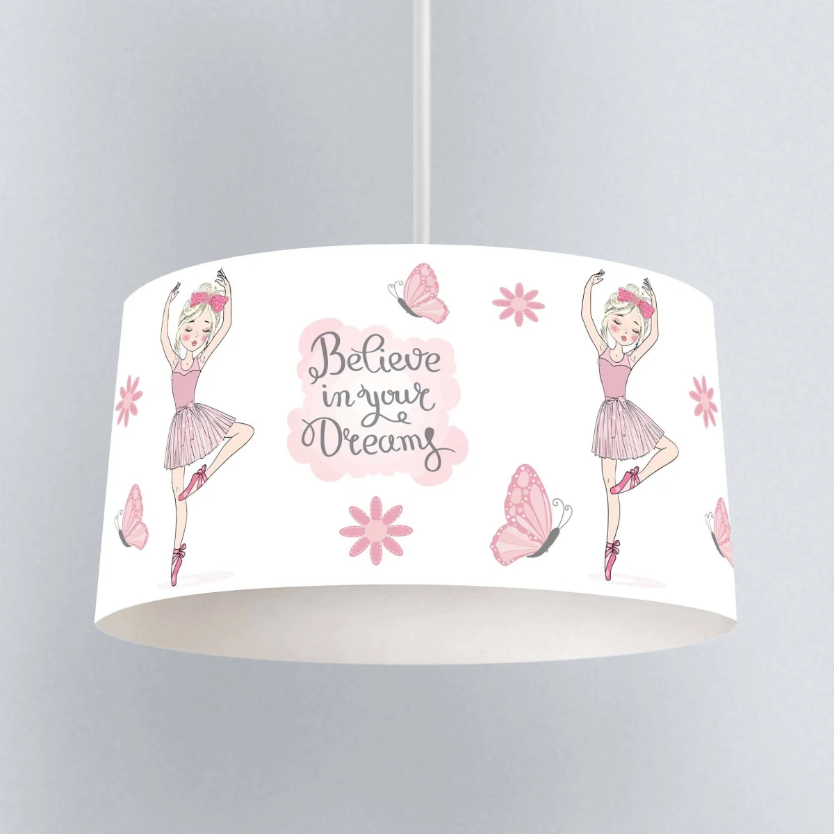 Baletin Sarkıt Avize | Beyaz kelebek, çiçek Desenli