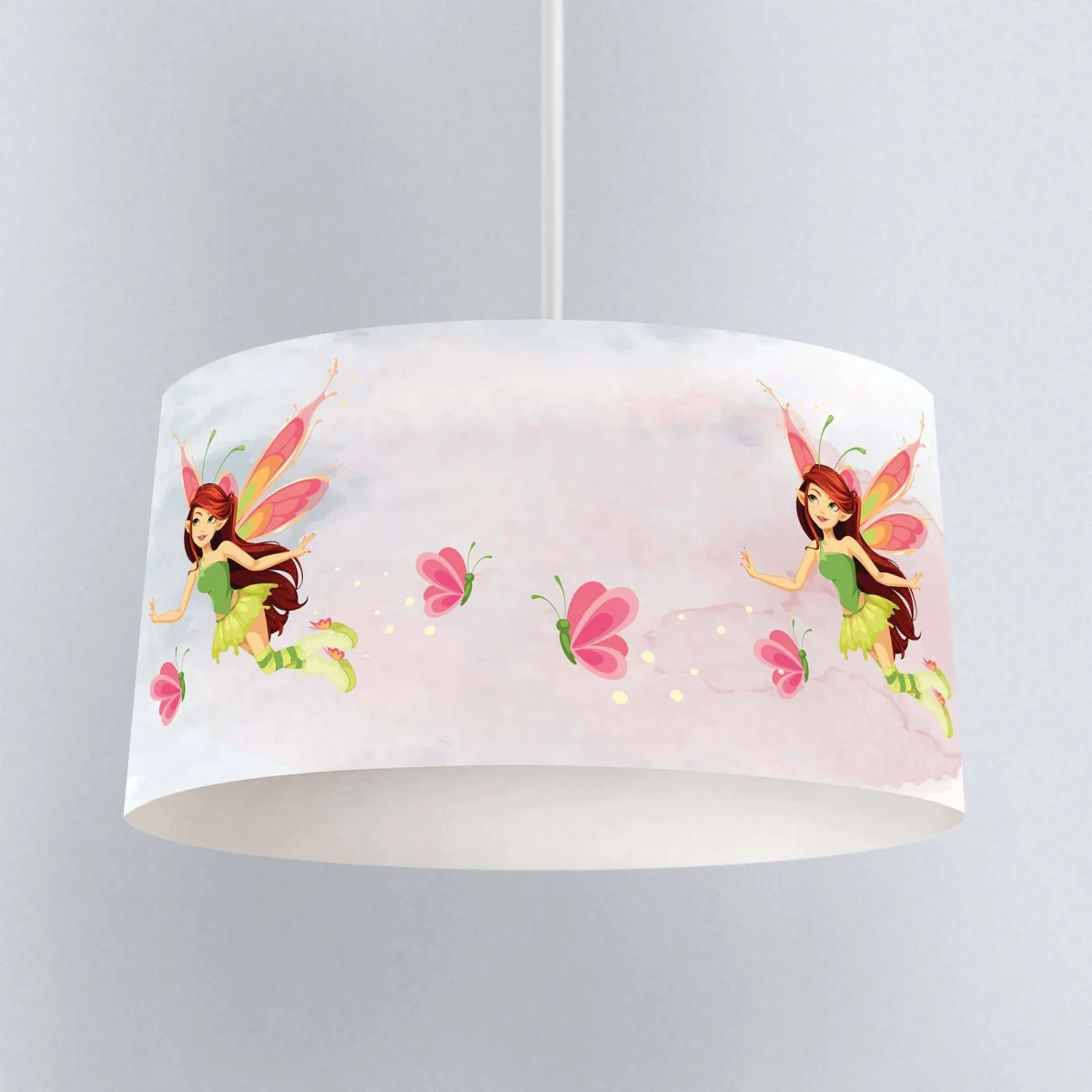 Peri Sarkıt Avize | Açık Gri Kelebekler, suluboya efektli Desenli