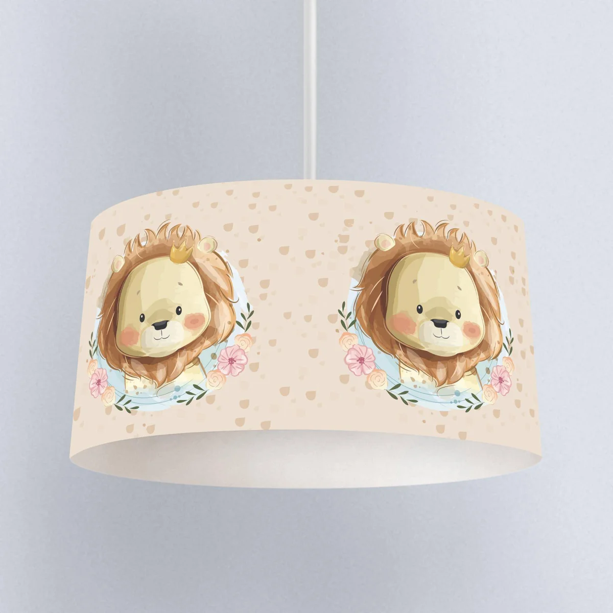 Orman Hayvanları Sarkıt Avize | Bej kalpler, çiçekler Desenli