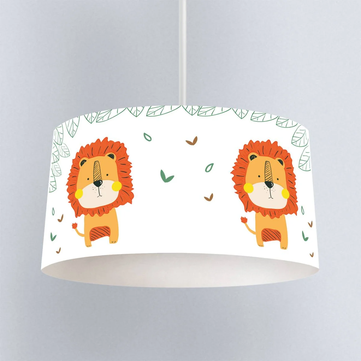 Aslan Sarkıt Avize | Beyaz Yeşil yapraklar, küçük kahverengi ve yeşil yapraklar Desenli