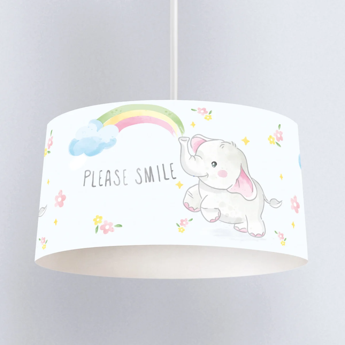 Fil Sarkıt Avize | Açık Mavi gökkuşağı, bulutlar Desenli