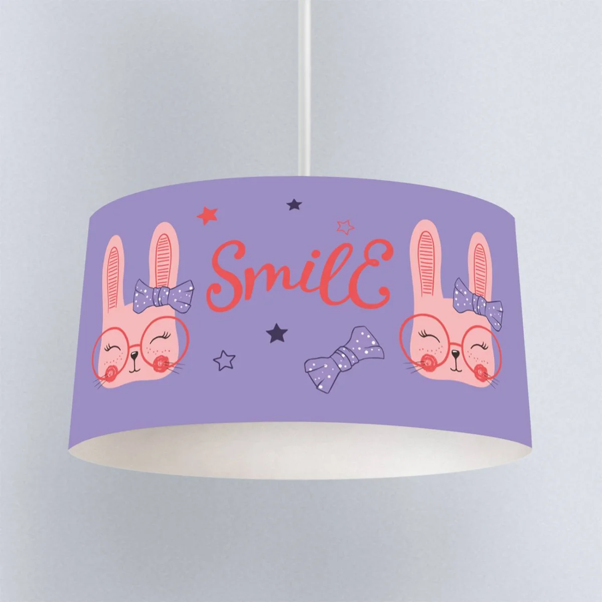 Tavşan Sarkıt Avize | Mor yıldız, Smile yazısı Desenli