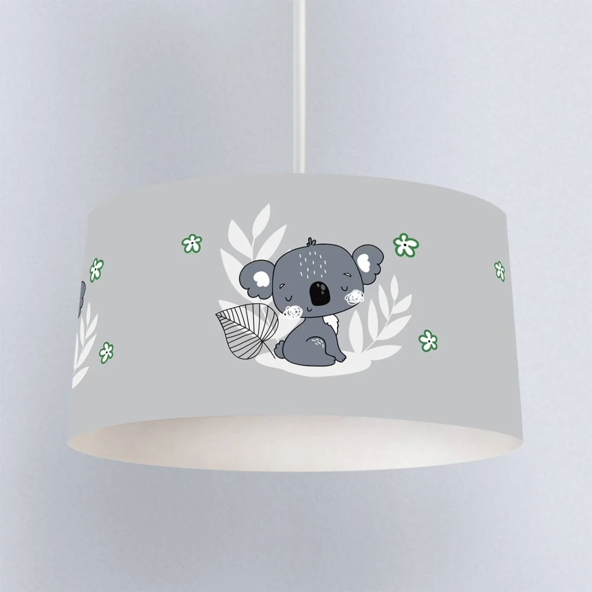 Koala Sarkıt Avize | Gri Yapraklar, küçük yeşil çiçekler Desenli