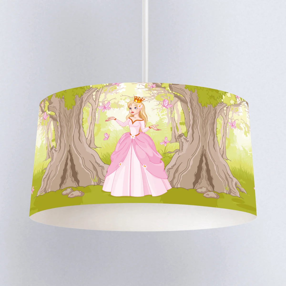 Prenses Sarkıt Avize | Yeşil Kelebekler, ağaçlar Desenli