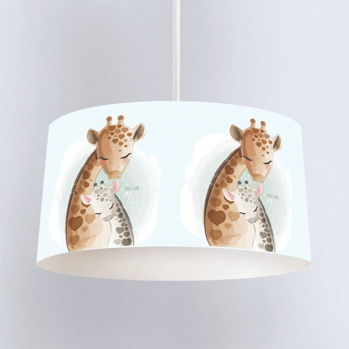 Zürafa Sarkıt Avize | Mavi kalp lekeler, bulutlar Desenli