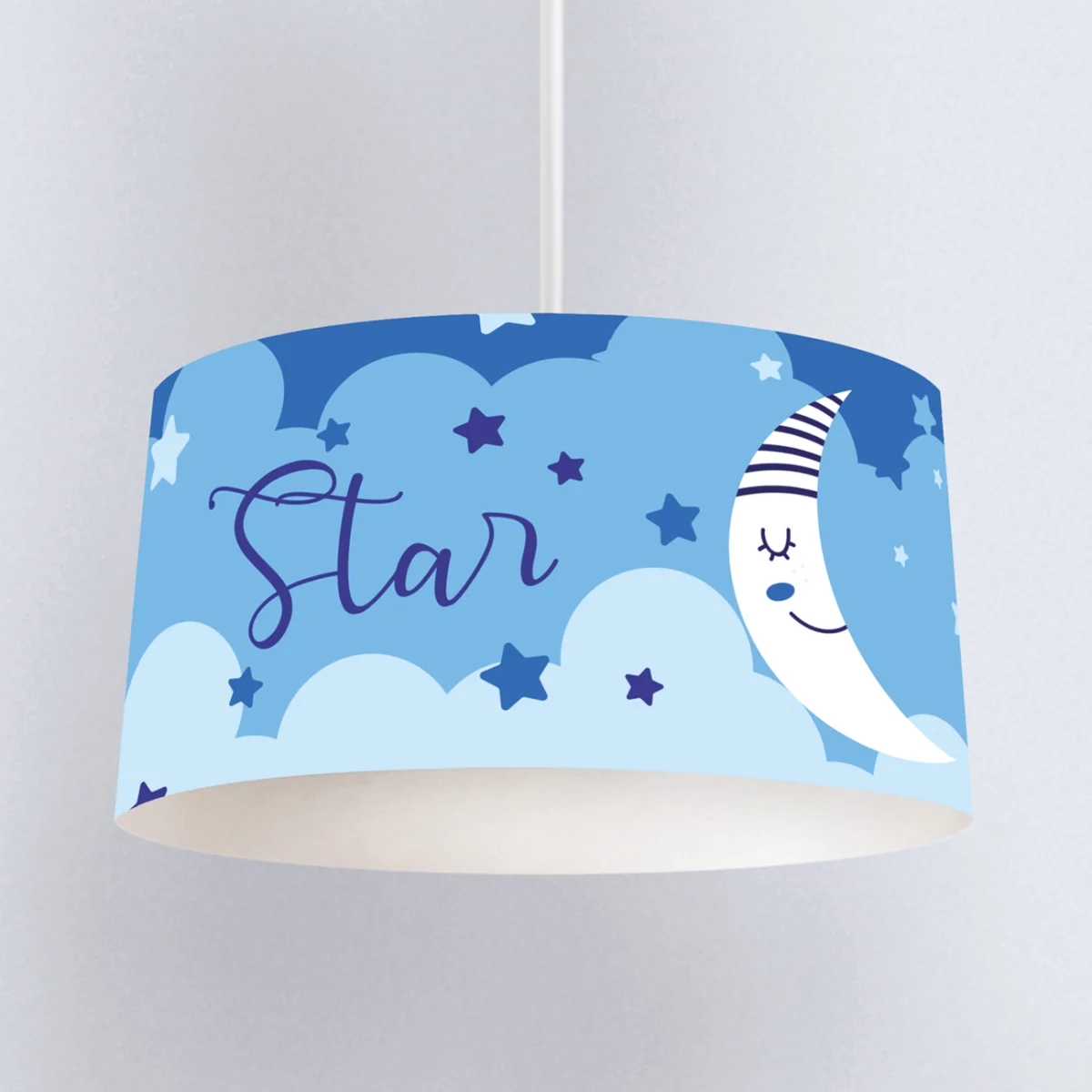 Ay ve Yıldızlar Sarkıt Avize | Mavi Yıldız, bulut Desenli