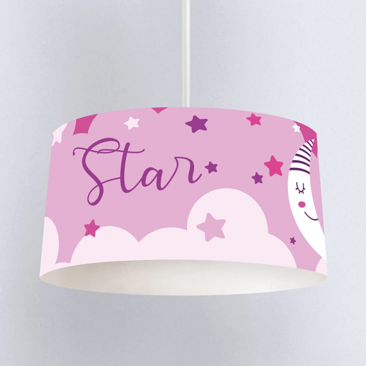 Ay ve Yıldızlar Sarkıt Avize | Pembe uyuyan ay, yıldızlar Desenli