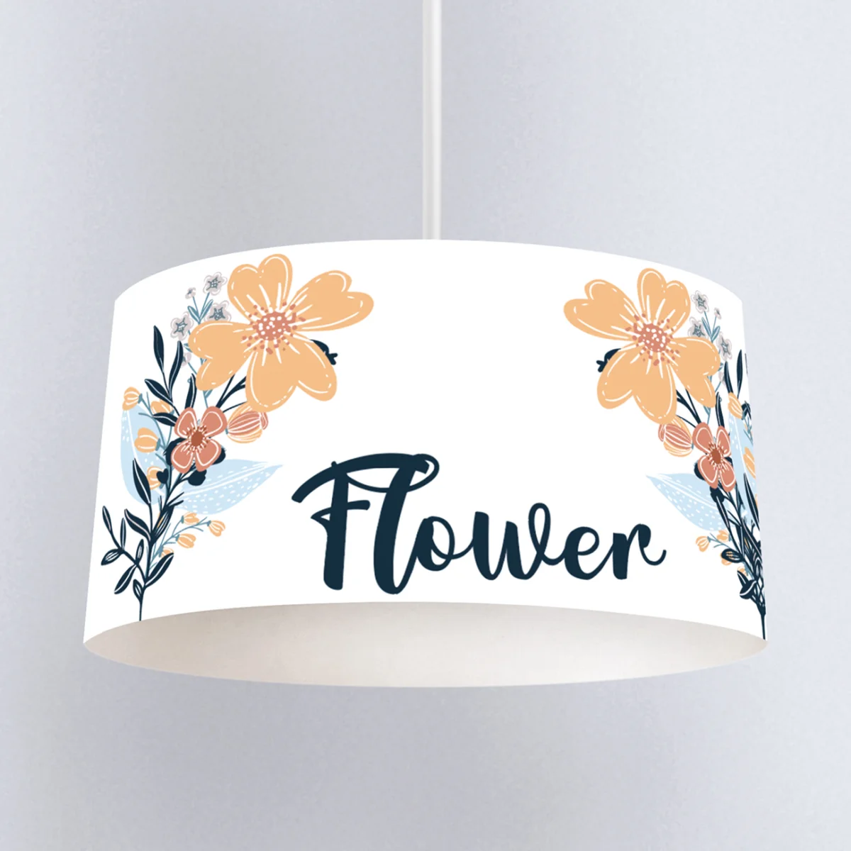 Çiçekler Sarkıt Avize | Beyaz çiçek çelenkleri, yapraklar Desenli