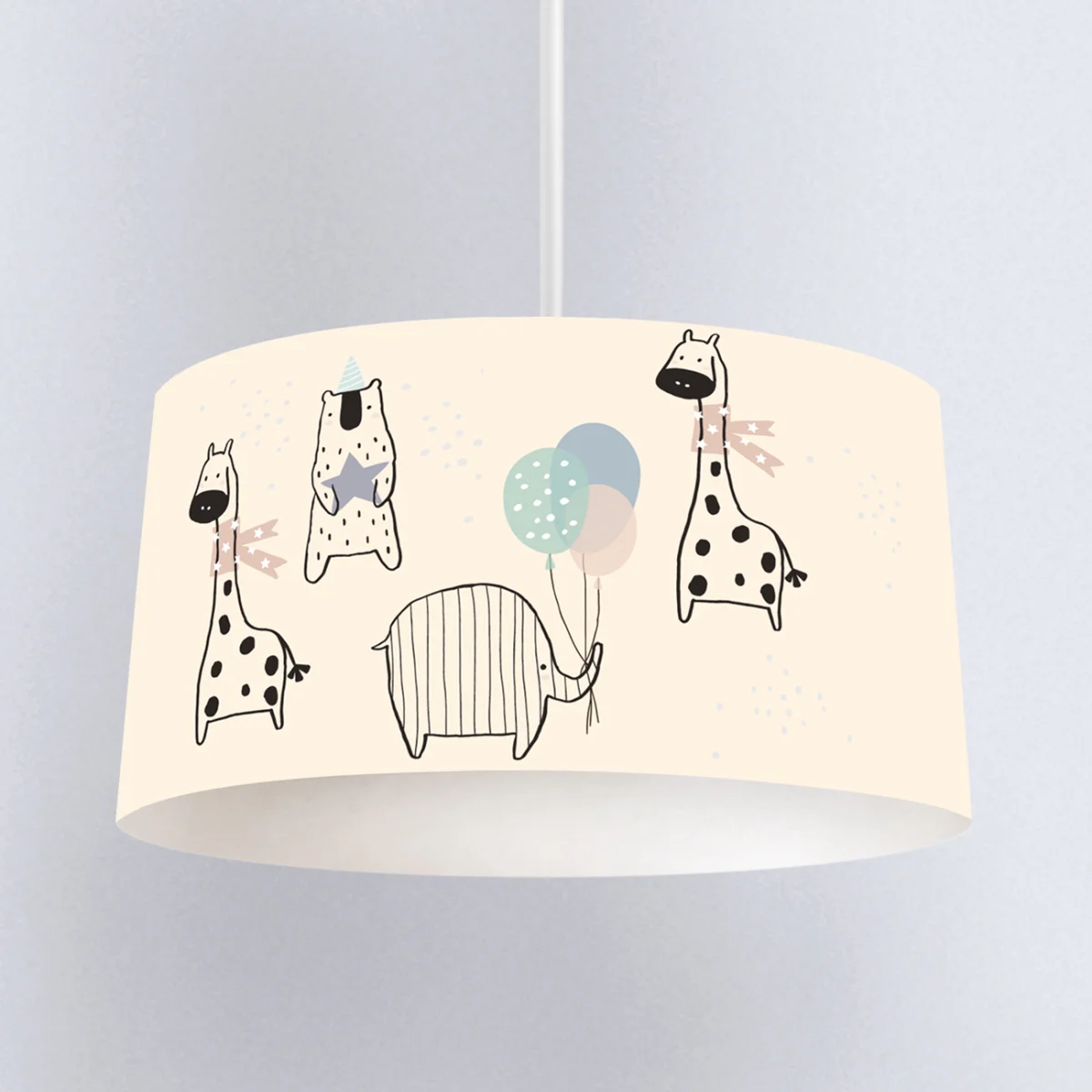 Orman Hayvanları Sarkıt Avize | Bej balonlar, parti şapkaları Desenli