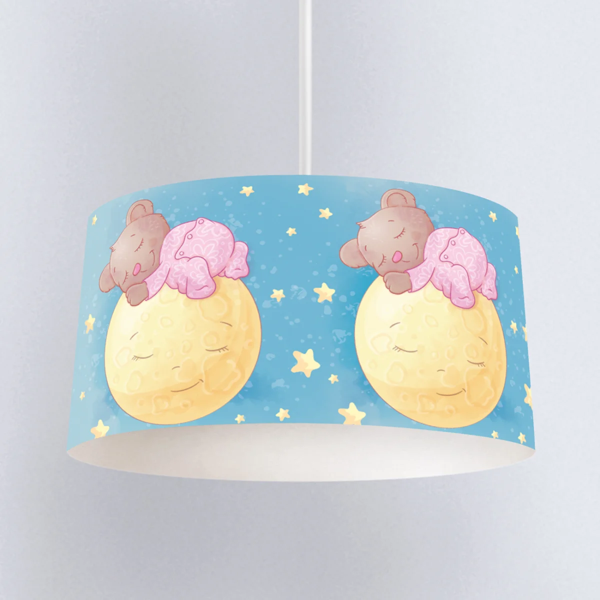 Ayı ve Ay Sarkıt Avize | Mavi yıldızlar, uyuyan ayılar Desenli