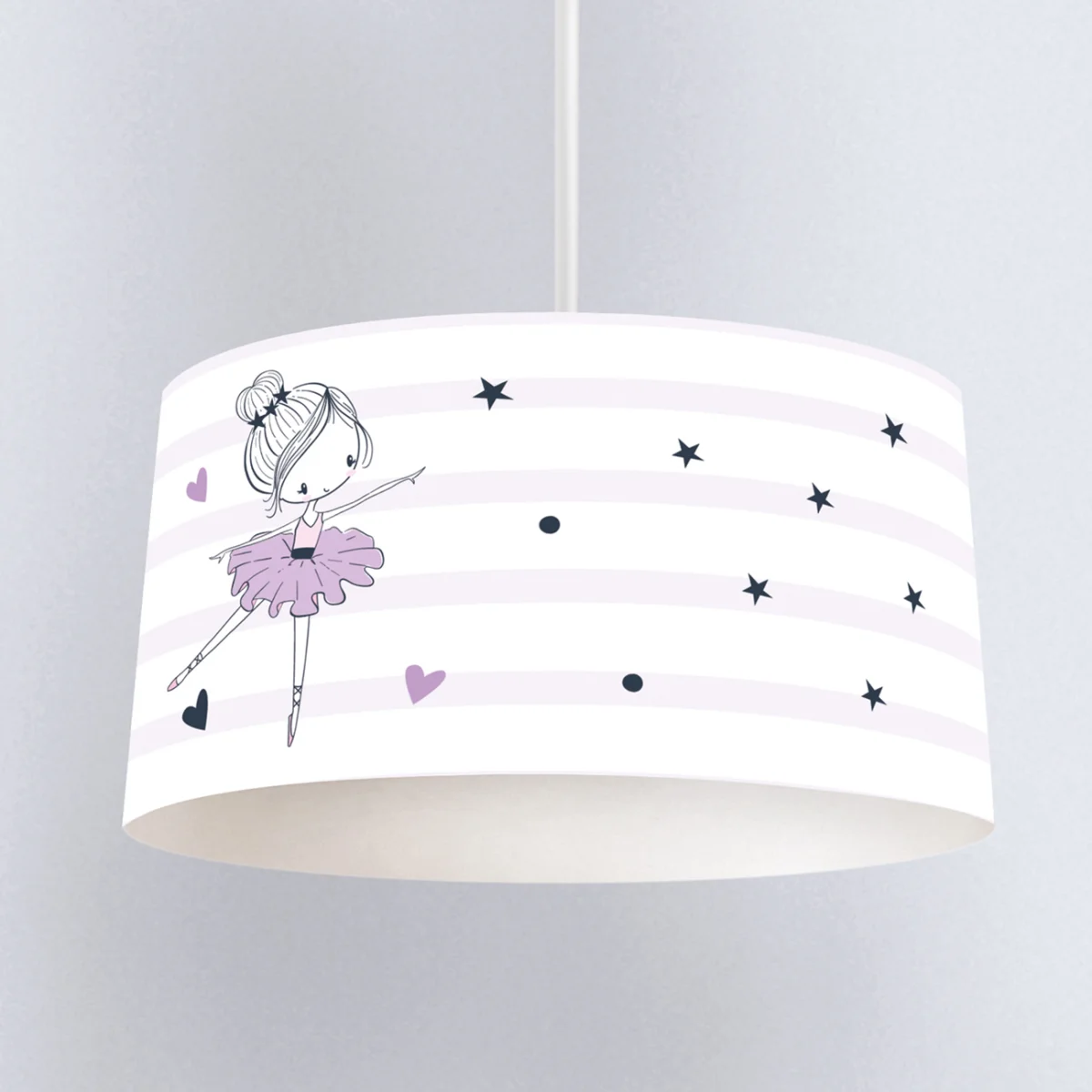 Balerin Sarkıt Avize | Beyaz yıldızlar, kalpler Desenli