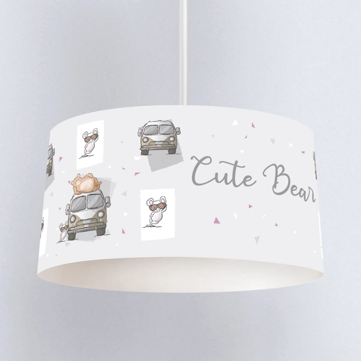 Ayı ve Fare Karakterleri, Karavan Sarkıt Avize | Açık Mavi yıldızlar, dalgalı çizgiler Desenli