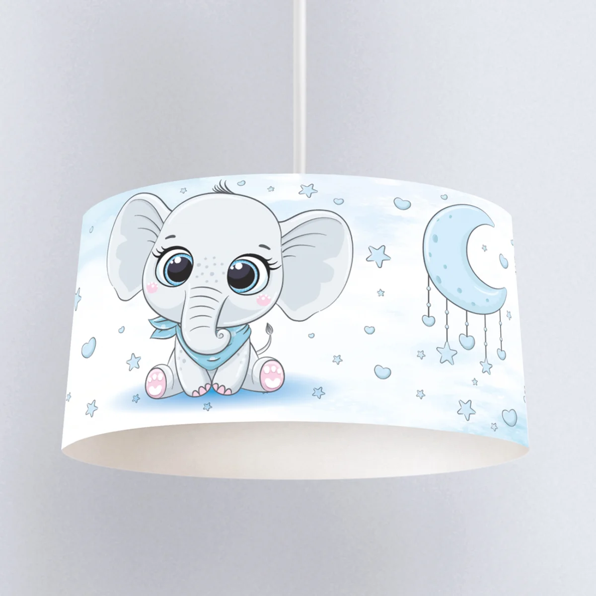 Fil, Ay ve Yıldızlar Sarkıt Avize | Beyaz yıldız, ay Desenli