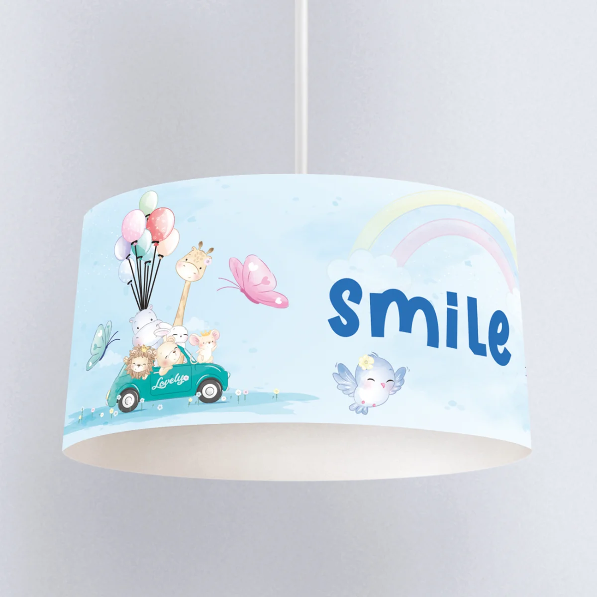 Sevimli Hayvanlar Sarkıt Avize | Mavi Balonlar, araba Desenli