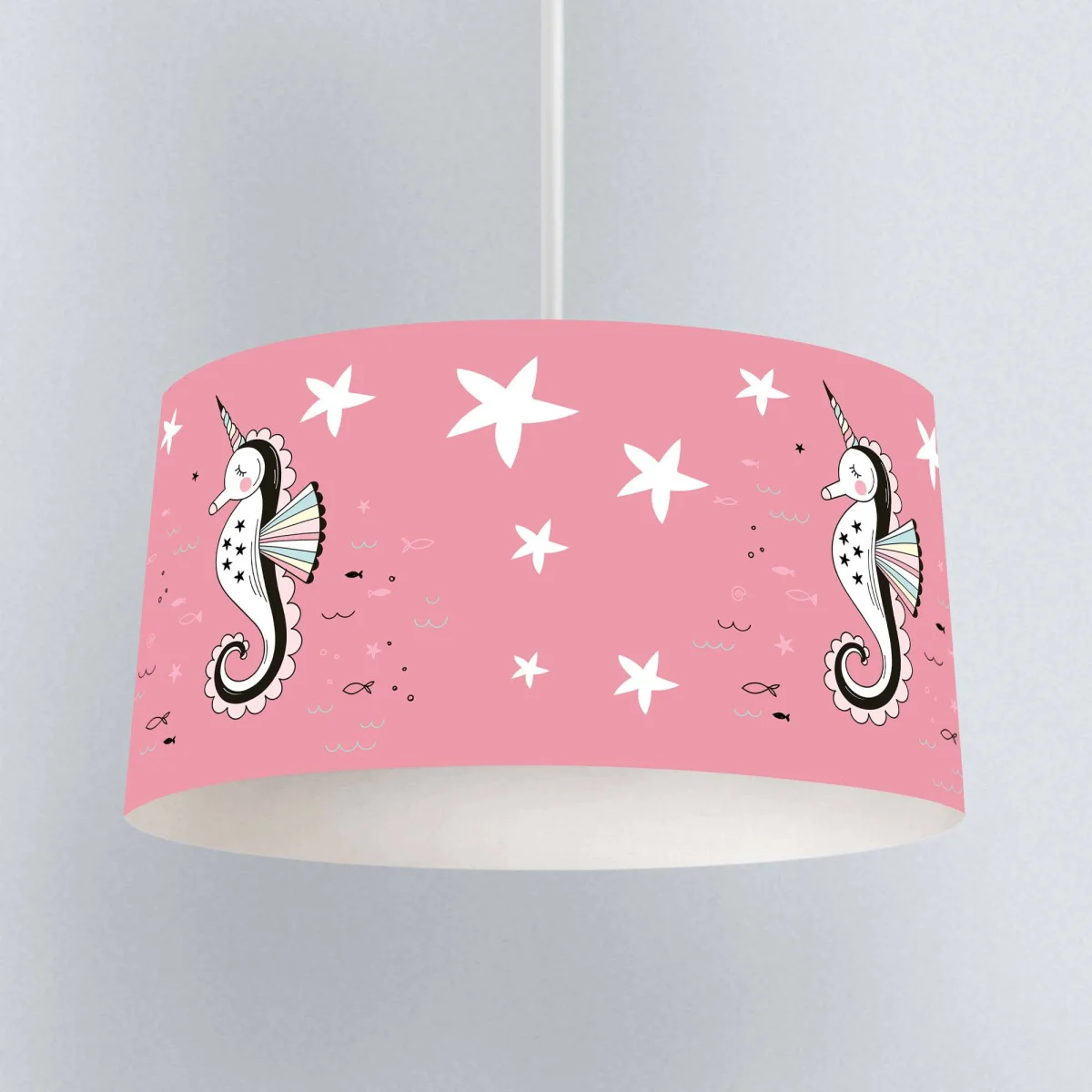 Deniz Unicornu Sarkıt Avize | Pembe yıldız, balık Desenli