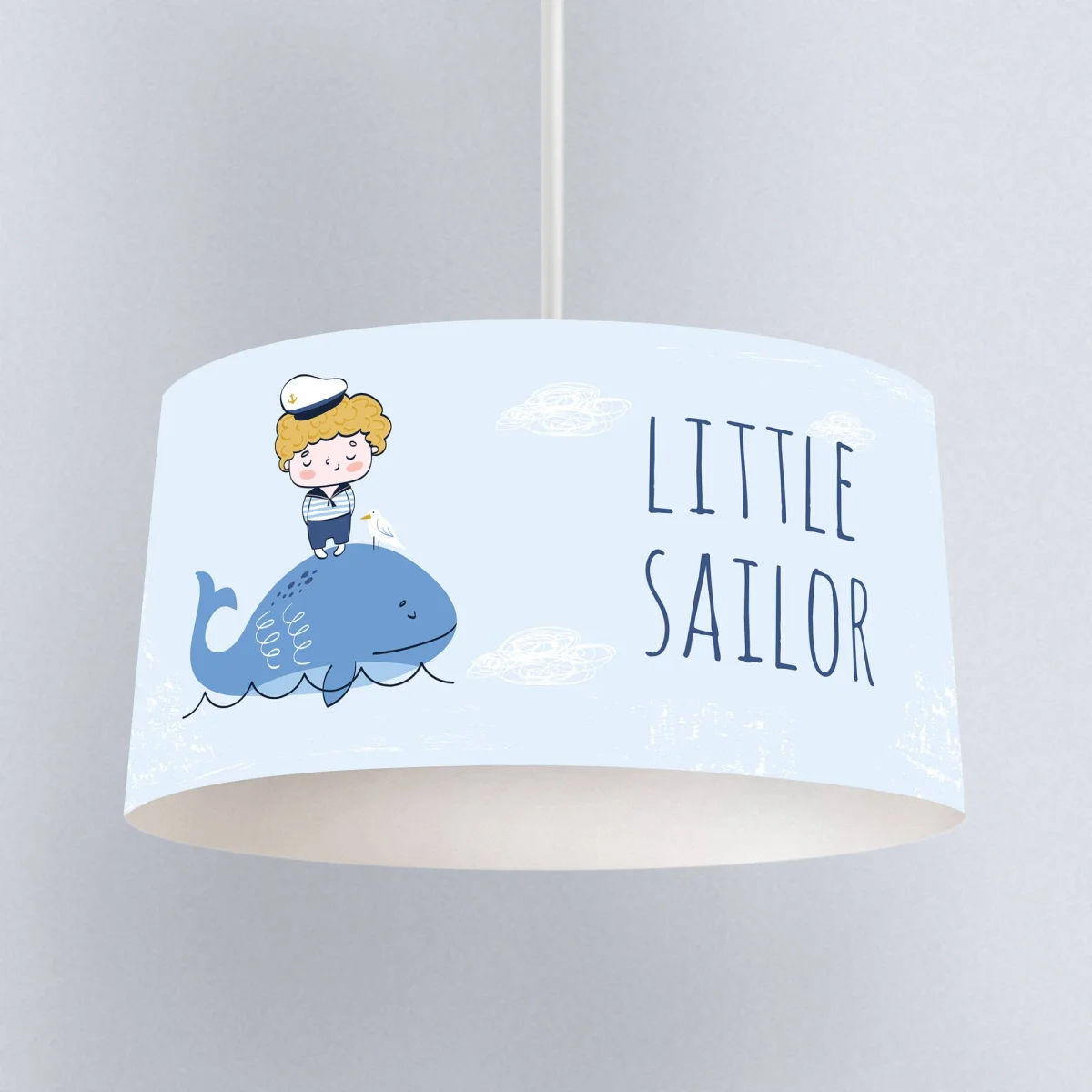 Denizci ve Balina Sarkıt Avize | Mavi bulutlar, martı Desenli