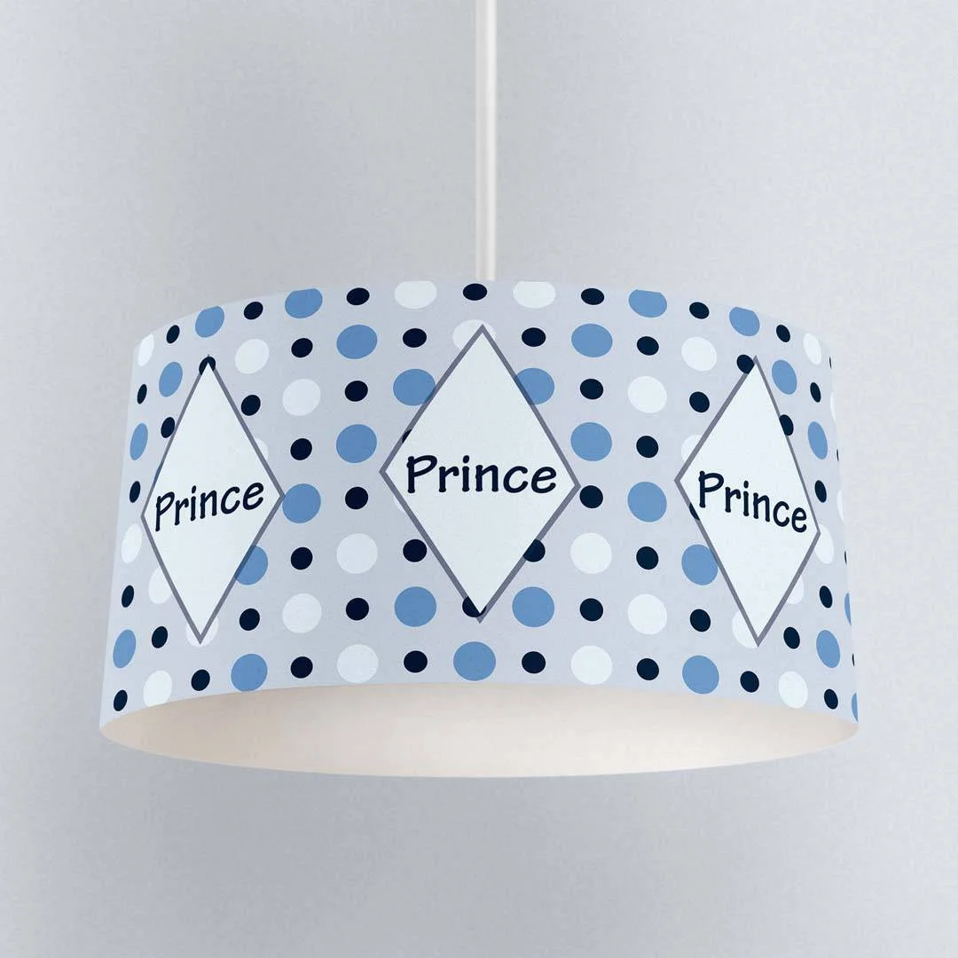 Prens Sarkıt Avize | Gri Mavi Puantiye, elmas çerçeve Desenli