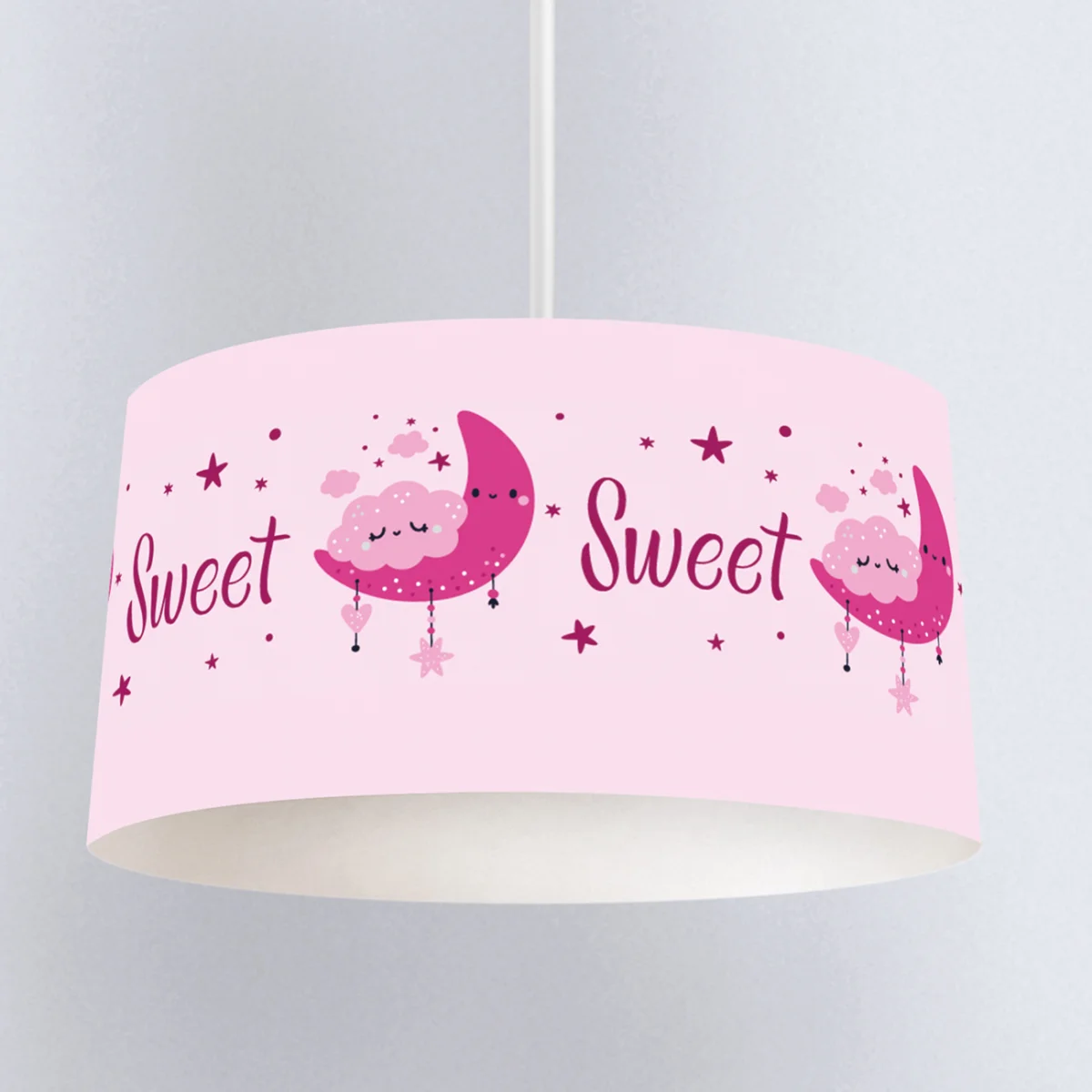 Ay ve Bulutlar Sarkıt Avize | Pembe yıldız, bulut Desenli