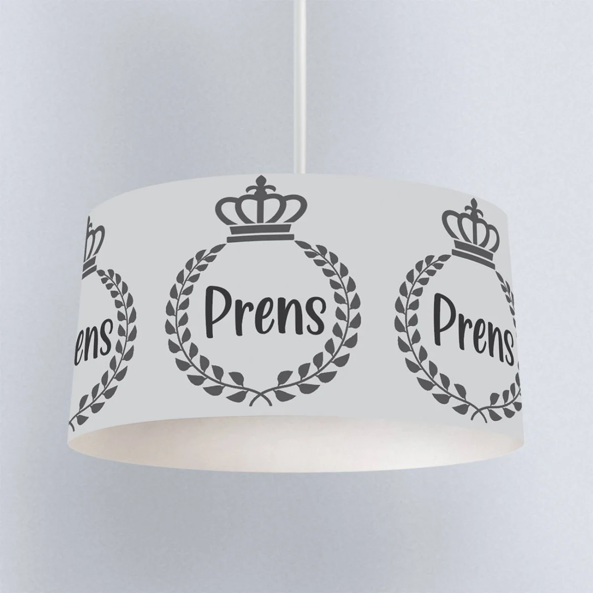 Kraliyet / Prens Sarkıt Avize | Açık Gri Taç, defne çelengi Desenli