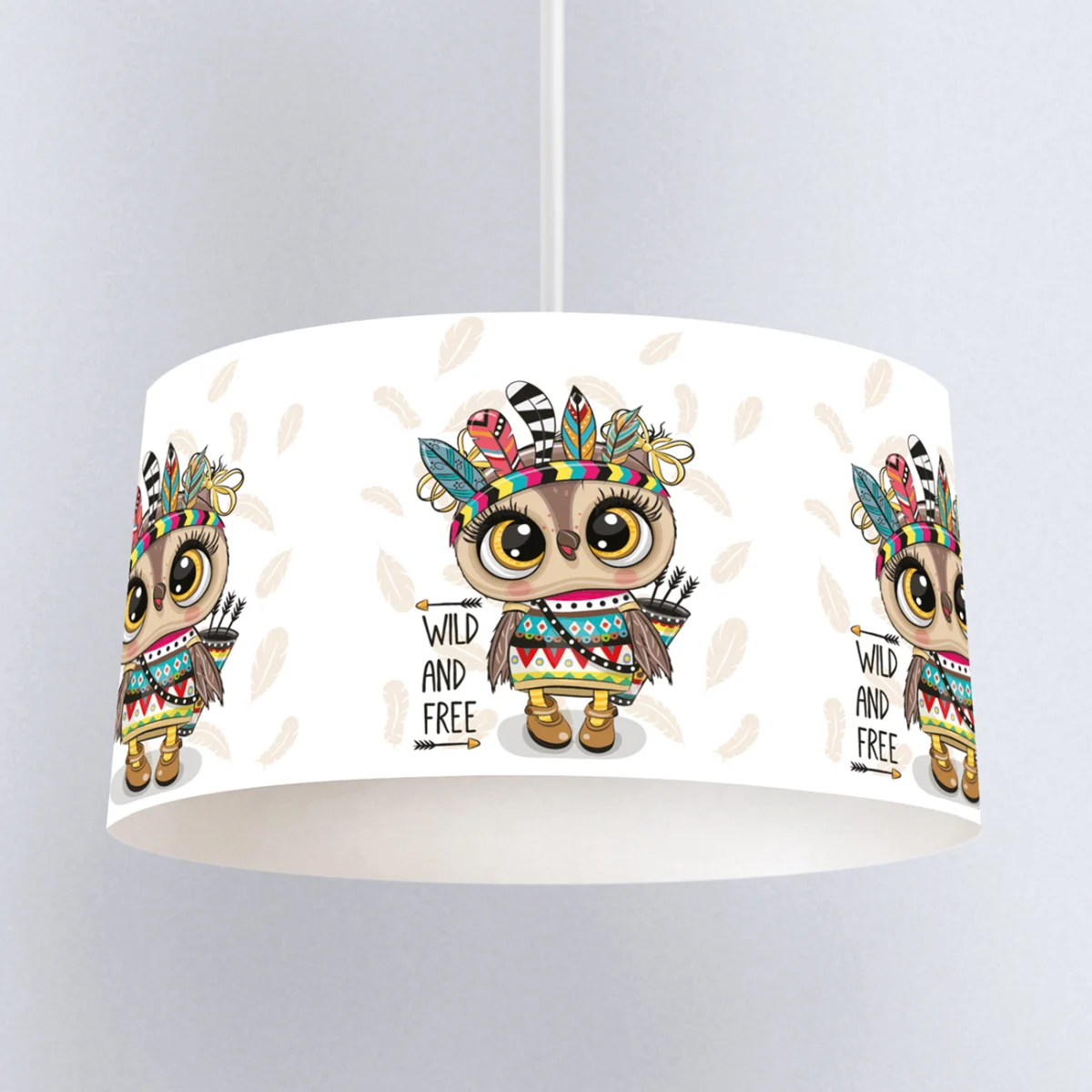 Yerli Baykuş Sarkıt Avize | Beyaz Tüy desenleri, Wild And Free yazısı Desenli