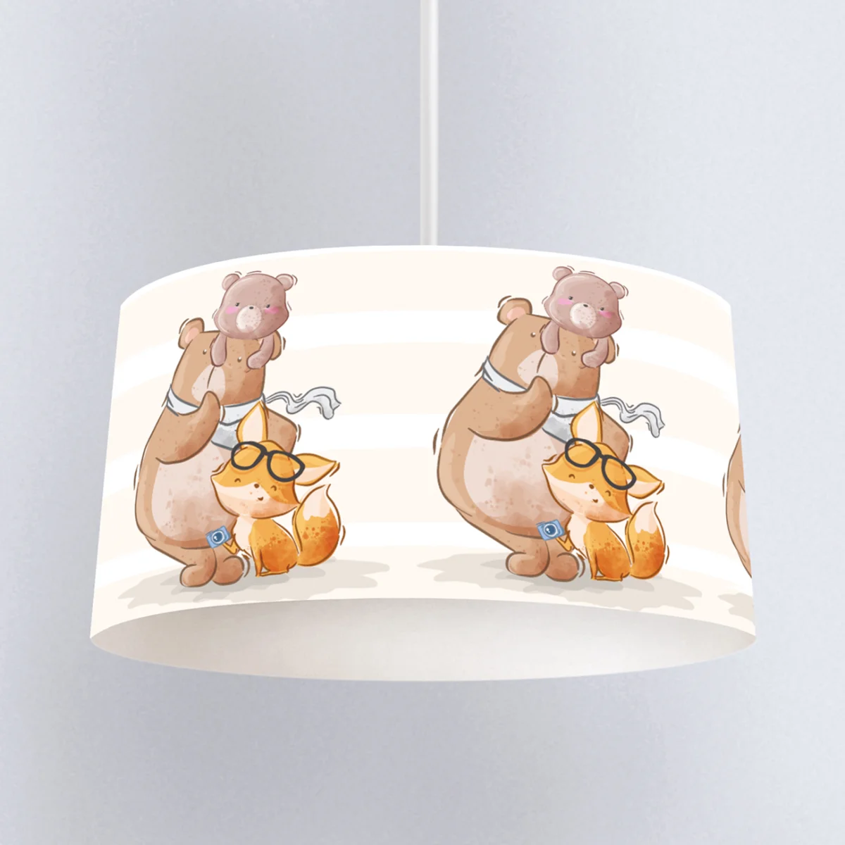 Orman Hayvanları Sarkıt Avize | Bej Çizgili zemin, gözlük Desenli