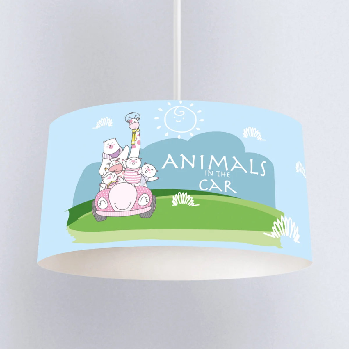 Orman Hayvanları Sarkıt Avize | Mavi bulut, güneş Desenli