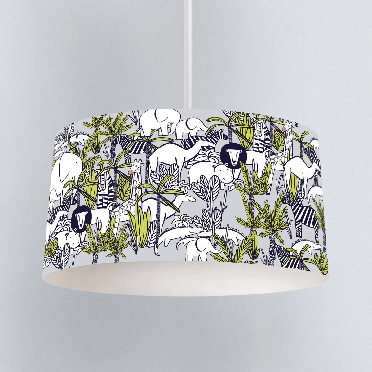 Orman Hayvanları Sarkıt Avize | Gri tropikal yapraklar, bitkiler Desenli