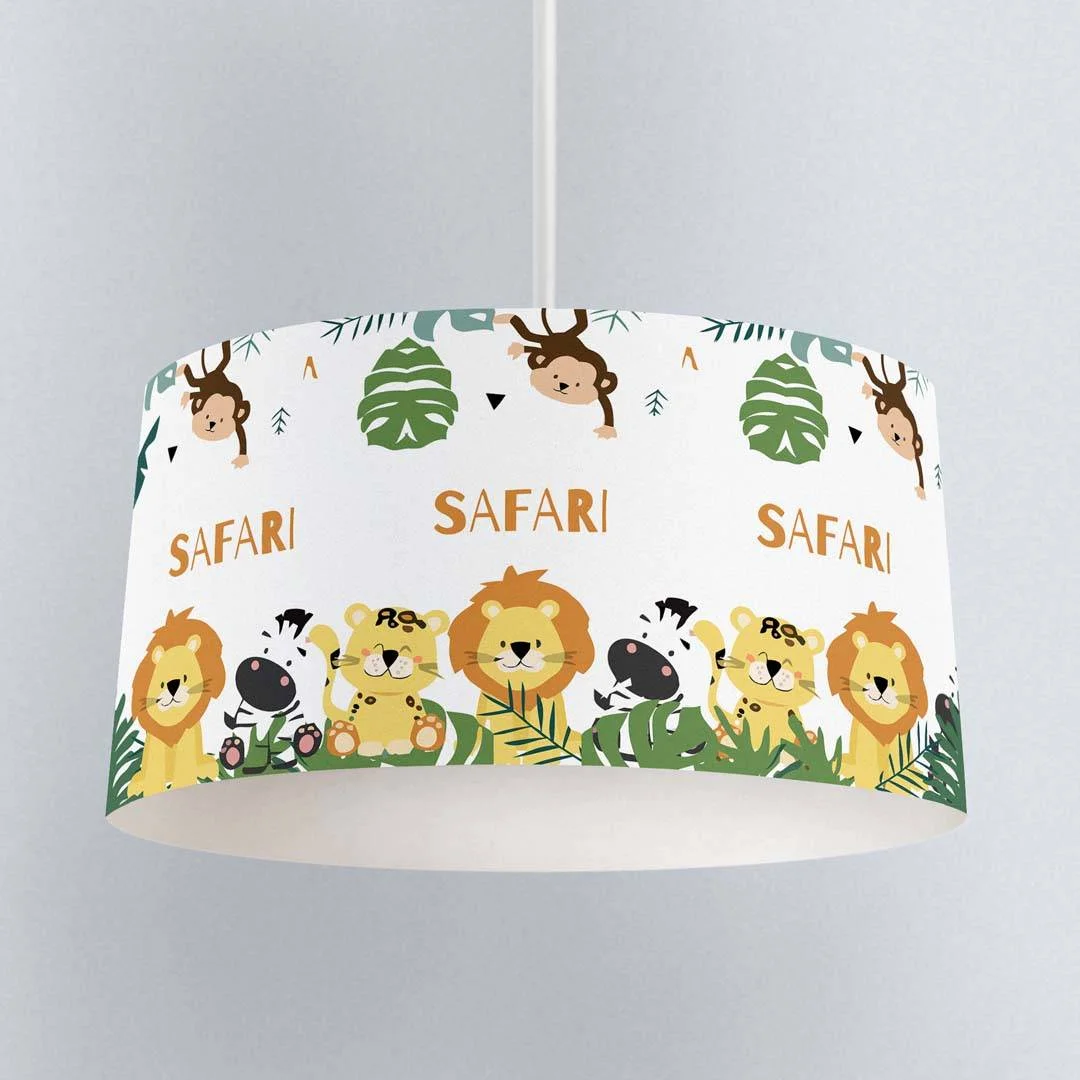 Orman Hayvanları Sarkıt Avize | Beyaz Yapraklar, üçgenler Desenli