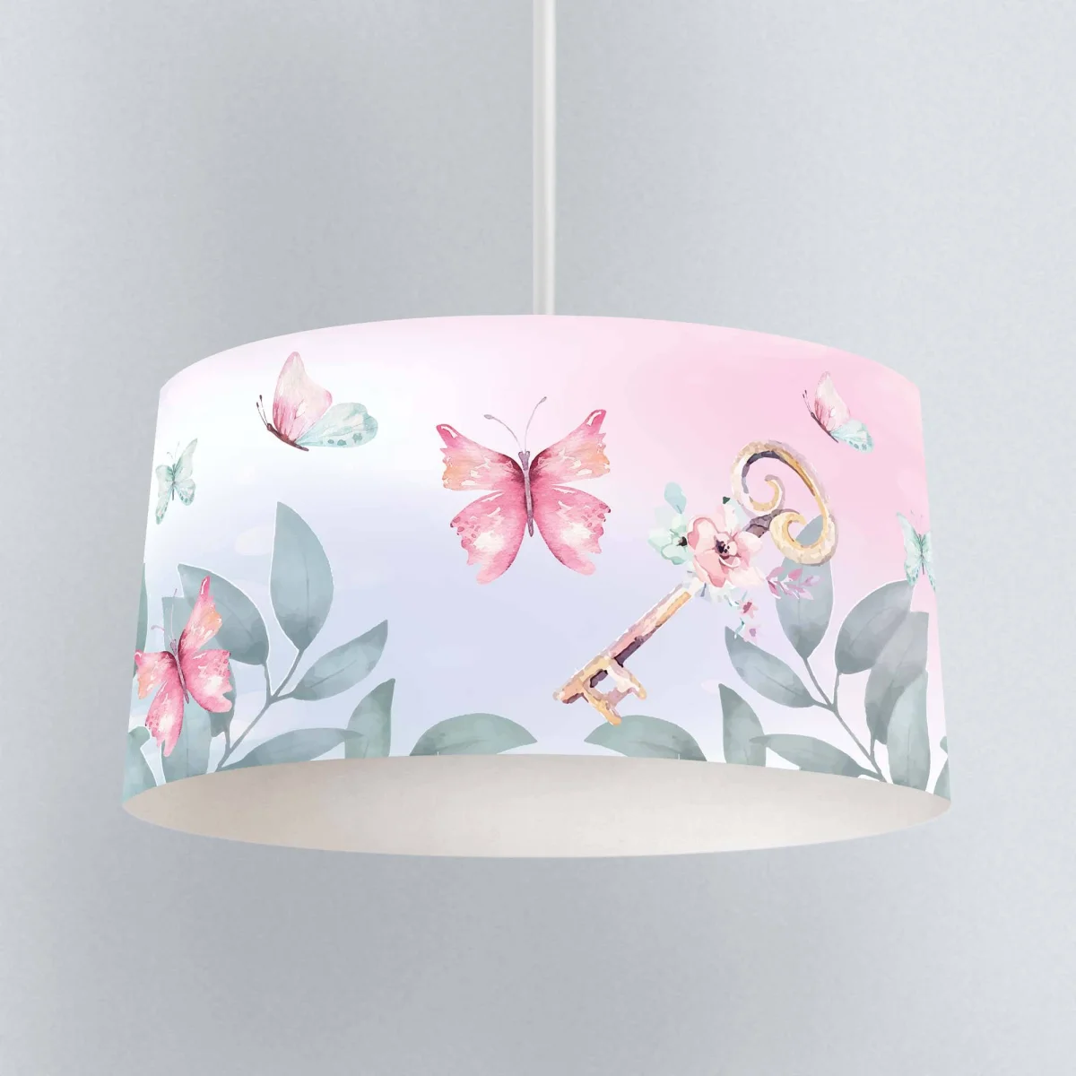 Kelebekler Sarkıt Avize | Pembe Yapraklar, çiçekler Desenli