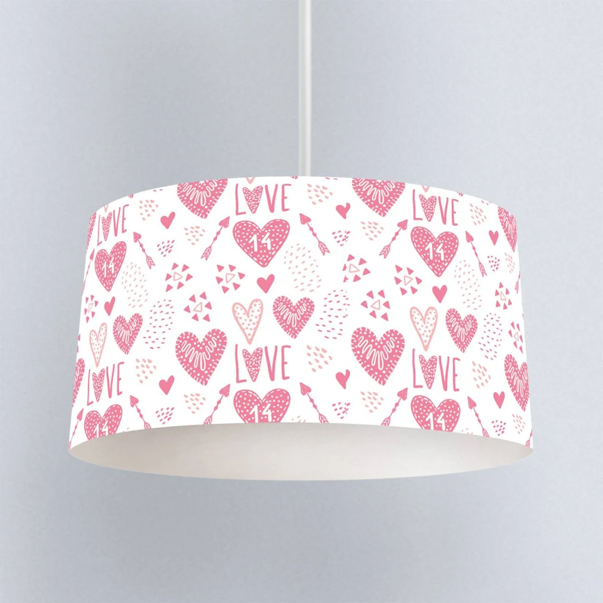 Balerin kız ve kedi Sarkıt Avize | Pembe kalpler, fiyonklar Desenli