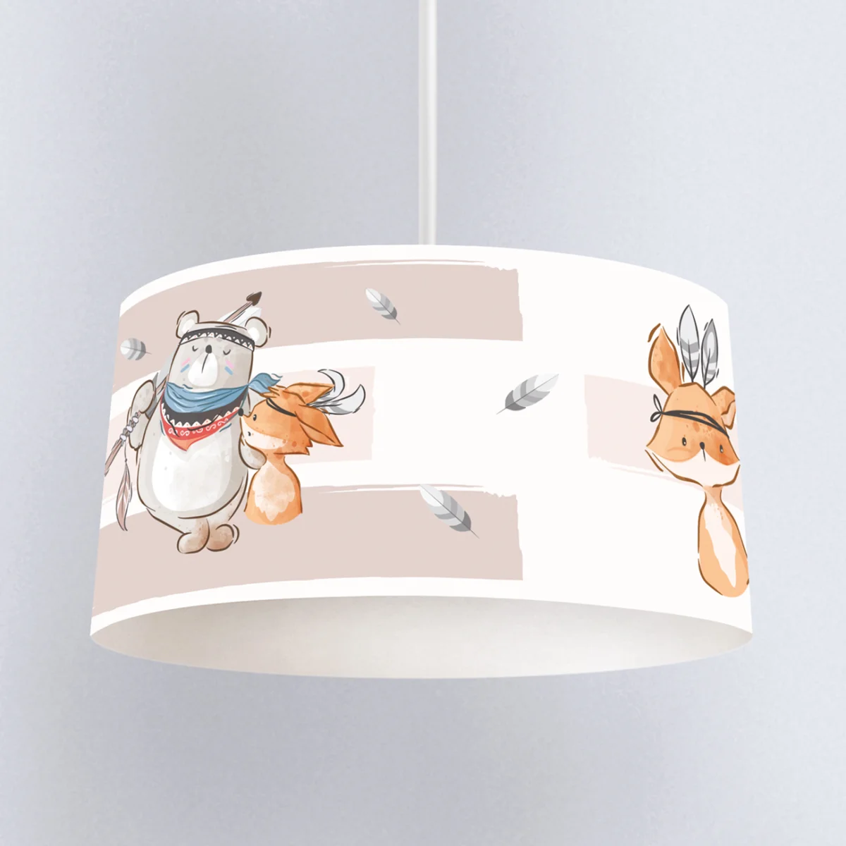 Orman Hayvanları Sarkıt Avize | Beyaz tüyler, ok Desenli