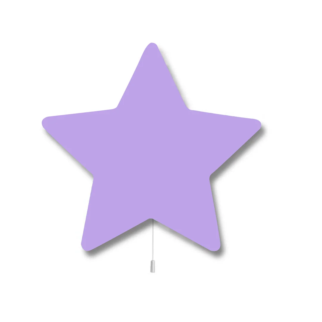 Yıldız Ahşap Avize | Mor Sade Desenli