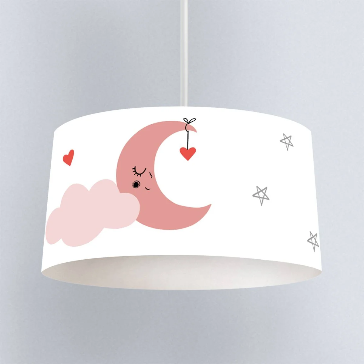 Ay ve Bulut Sarkıt Avize | Beyaz pembe ay, bulut Desenli