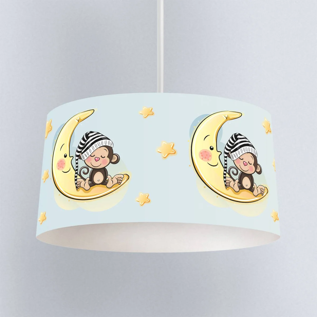 Ay ve Maymun Sarkıt Avize | Mavi yıldız, ay Desenli