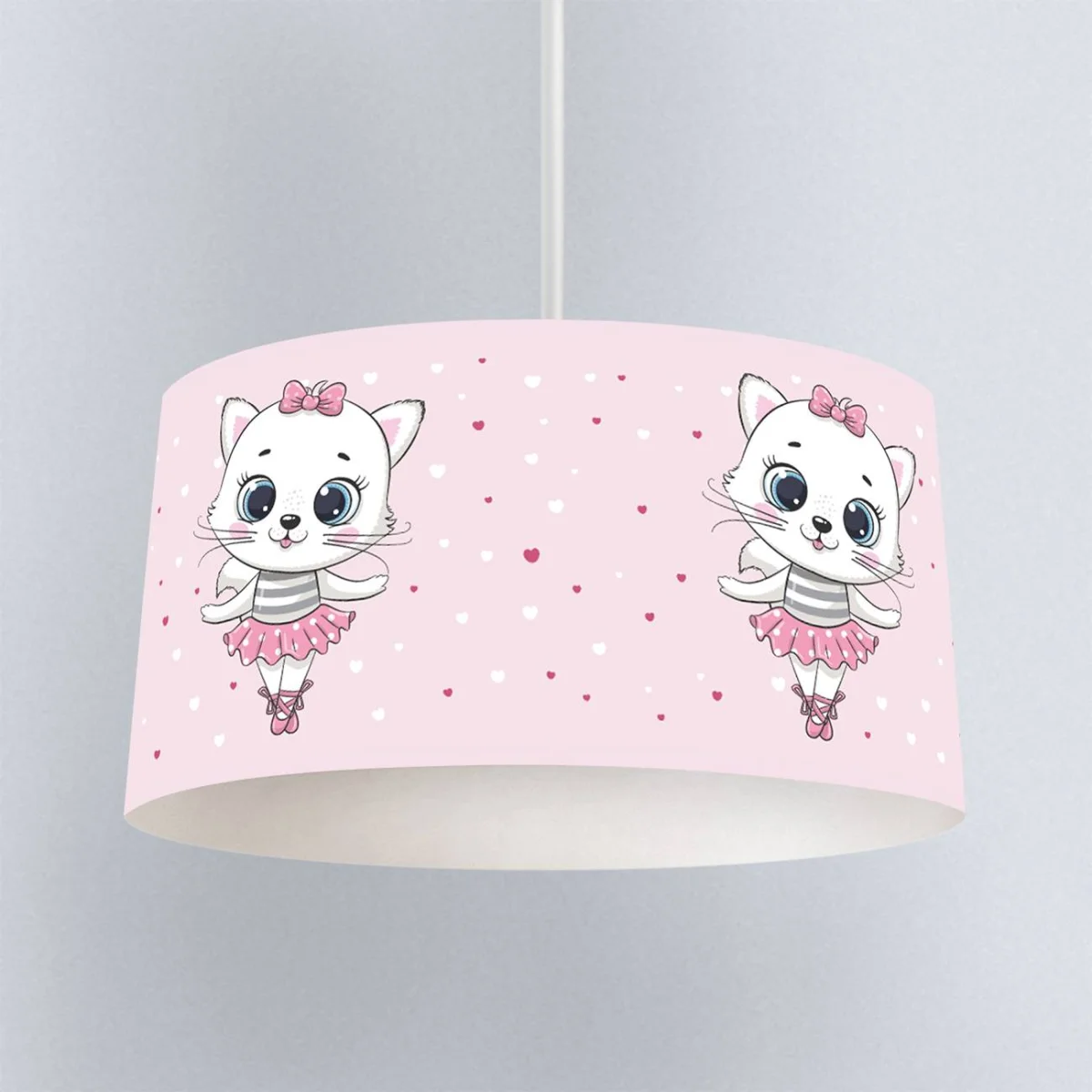 Balerin Kedi Sarkıt Avize | Pembe Kalp Desenli