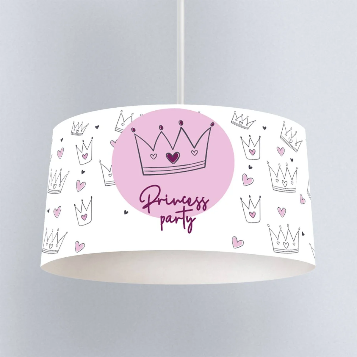 Prenses Sarkıt Avize | Beyaz taçlar, kalpler Desenli