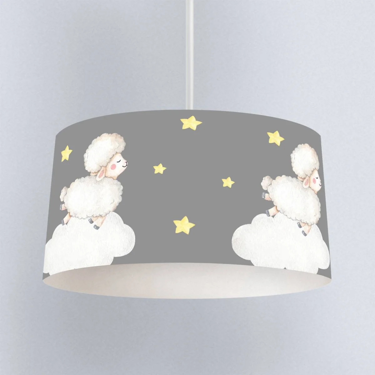 Kuzu Sarkıt Avize | Gri yıldızlar, bulut Desenli