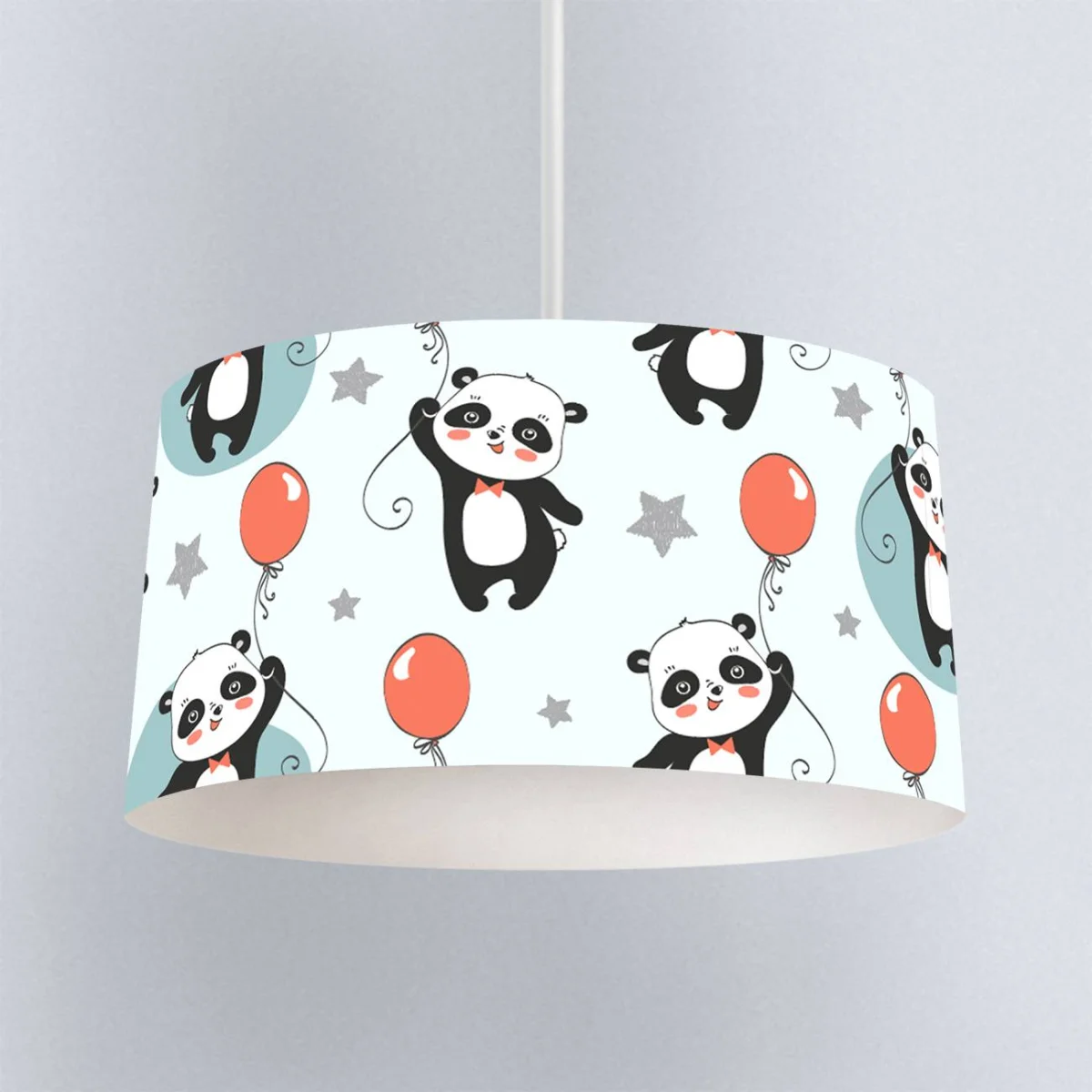 Panda Sarkıt Avize | Açık Mavi balon, yıldız Desenli