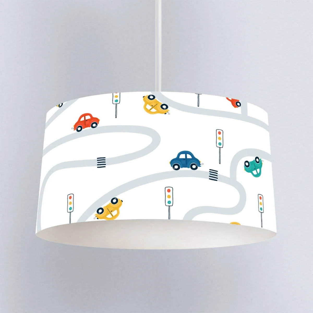 Arabalar Sarkıt Avize | Beyaz Yol, trafik lambaları Desenli